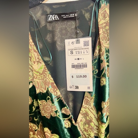 NWT ZARA Velvet Fringe Dress - Picture 6 of 10